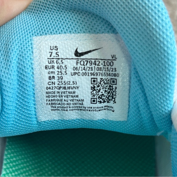 Nike Air Zoom Diamond Elite Turf White/Blue/Aquarius Blue Size 7.5 FQ7942-100 - Picture 14 of 15